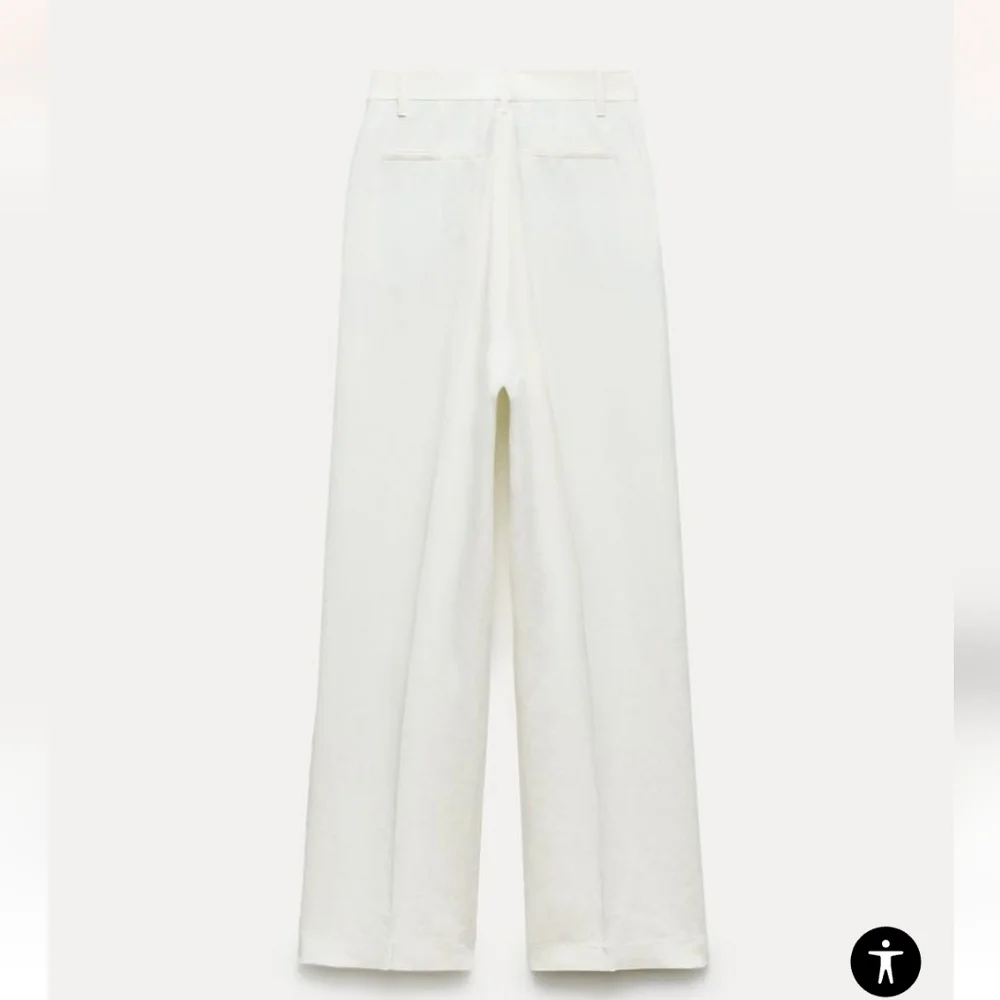 ZW COLLECTION STRAIGHT FIT LINEN BLEND TROUSERS SIZE S